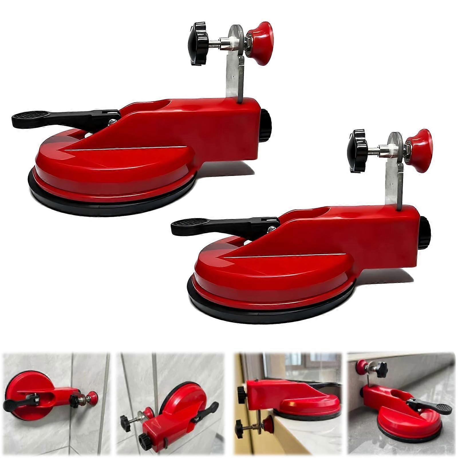 Innovative Wall Tile Leveler, Adjustable Suction Cup Tile Leveling Splicer, RED 2PCS