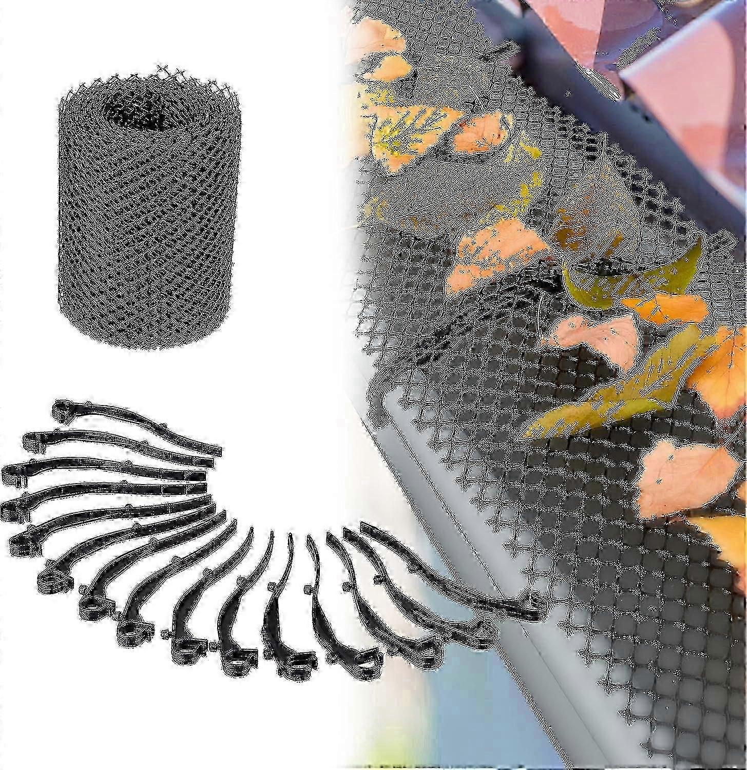 Gutter Mesh, 6 M Long, Plastic, Protection Against Dead Leaves, 16 Cm Wide, Practical, 1 Element