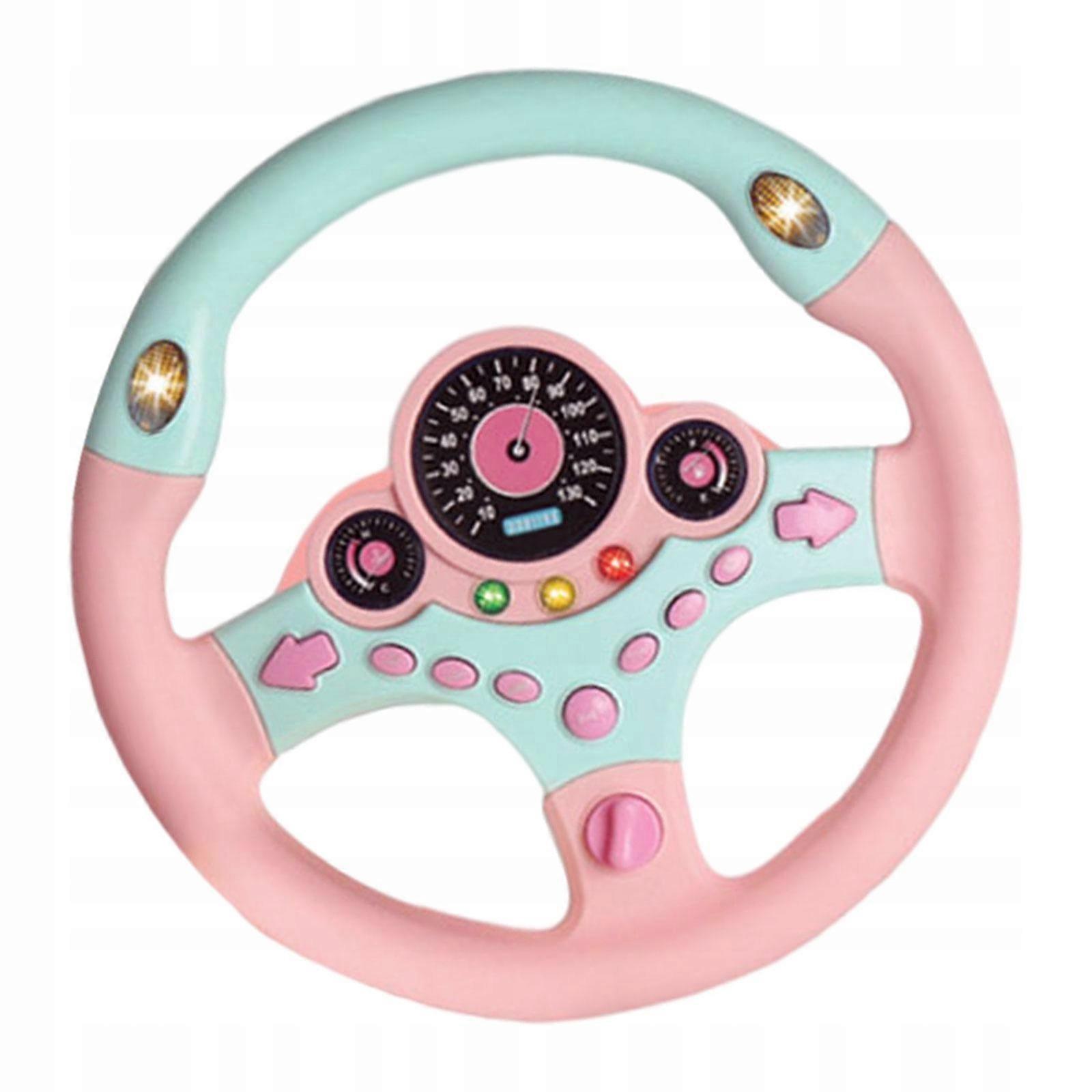 Steering Wheel Car Seat Toy With Music Driving Controller For Infant Pink