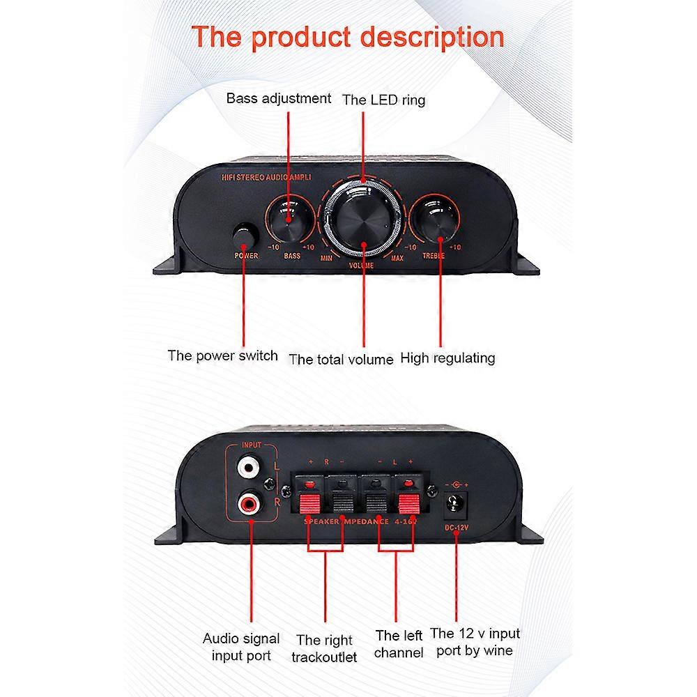SpeakerAmp PortableSoundAmplifier CompactSizeoPowerAmplifier oPowerAmplifier PowerAmplifier SpeakerAmpforCarandHome SoundAmplifier