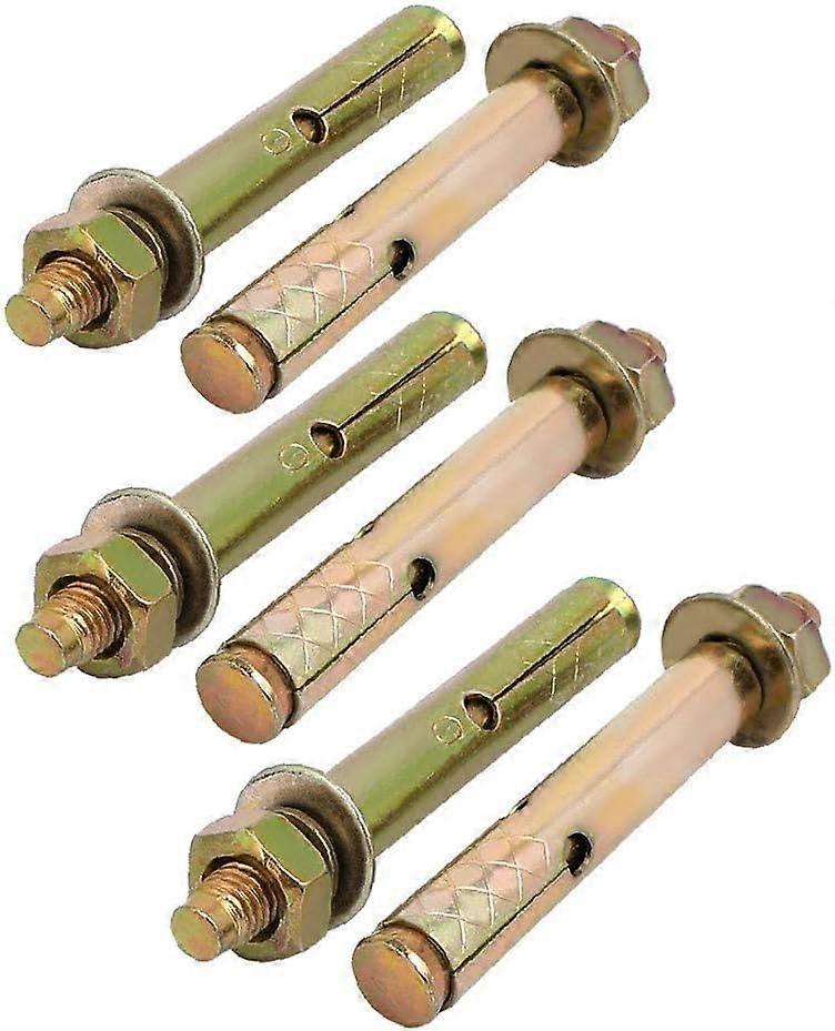 M8 x 80 mm Zinc-Coated Sleeve Expansion Bolt, Bronze Color, Pack of 6, Heavy-Duty Fasteners for Secure Fixing