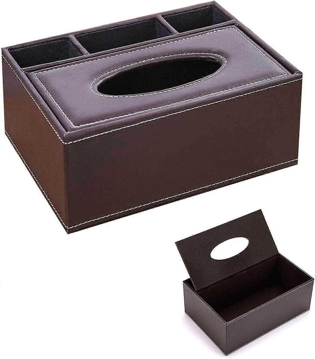 Multi-functional PU tissue box, brown square tissue box, suitable for home, office, kitchen, restaurant, car, dormitory