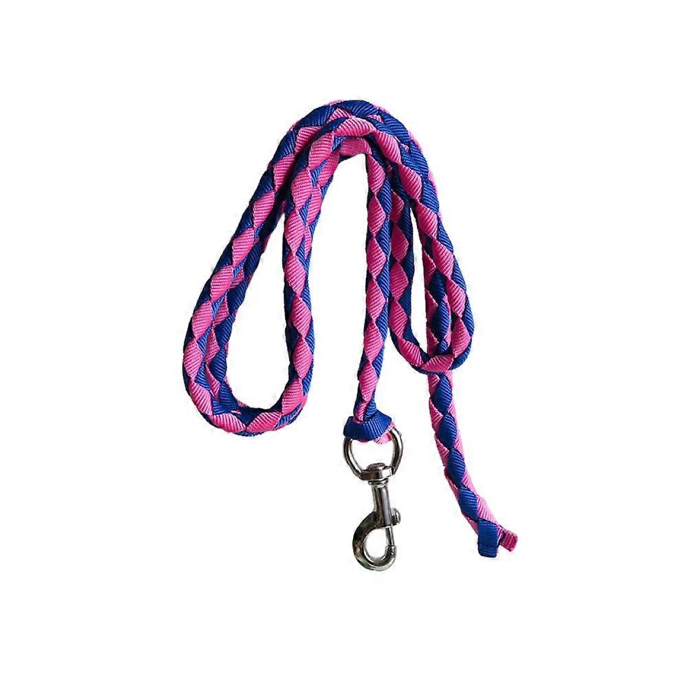 Corda de chumbo para cavalos Fokelyi, 2m, azul e rosa, design trançado, com gancho