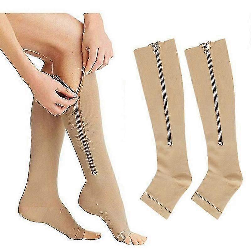 1 pair Zipper Compression Socks Open Toe Compression Stocking For Men Women