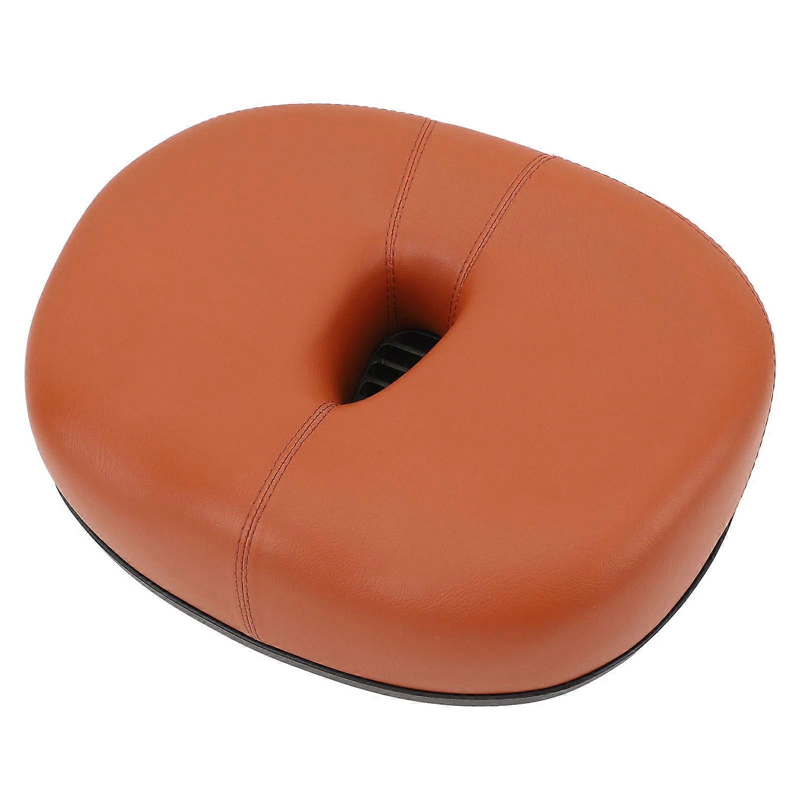 Noseless Wide Bike Saddle Thickened Memory Foam Brown Seat Cushion