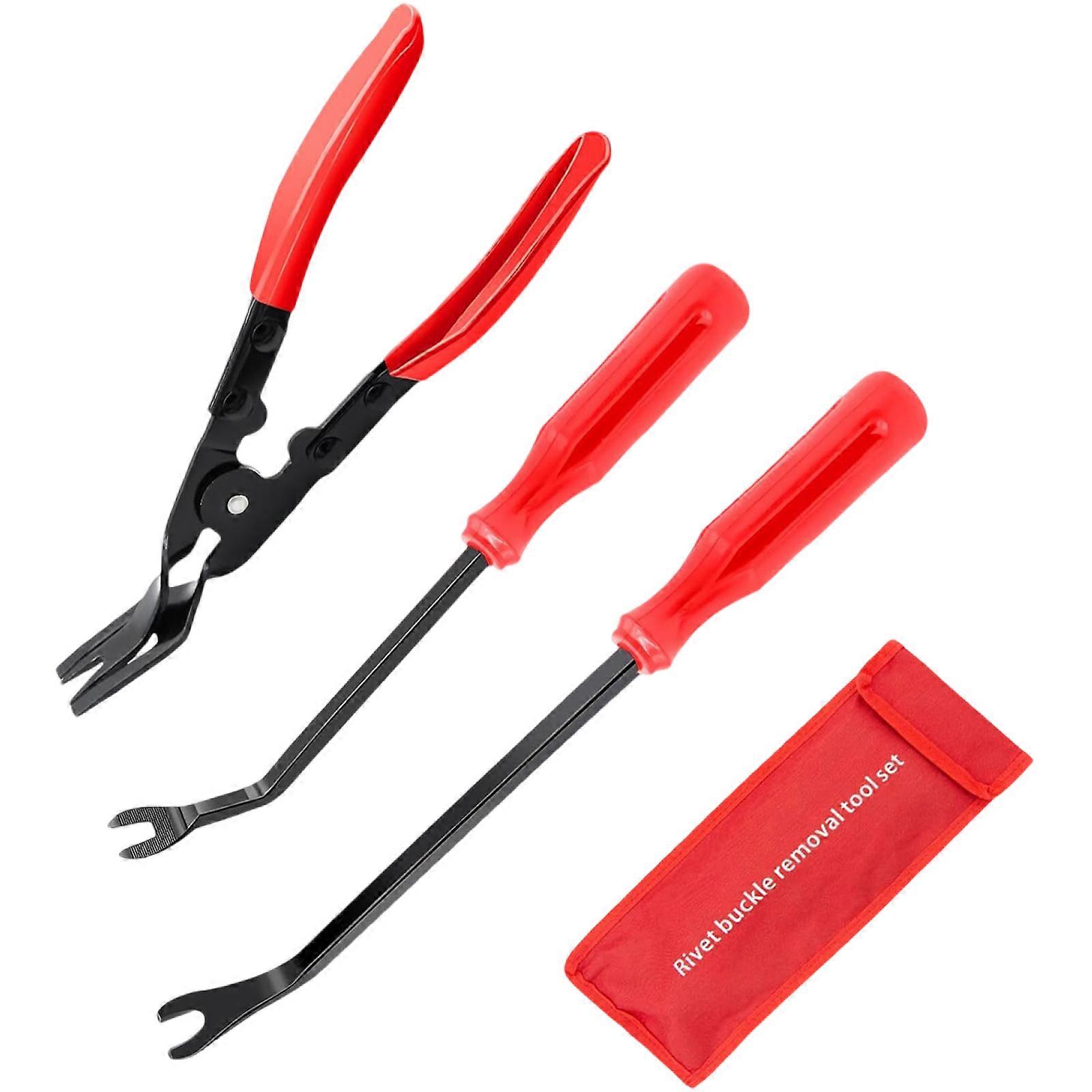 Trim Fastener Remover Clip Pliers Set Automotive Trim Removal Tool Set Universal Clip Removal Tool for Dashboard Repair  Red