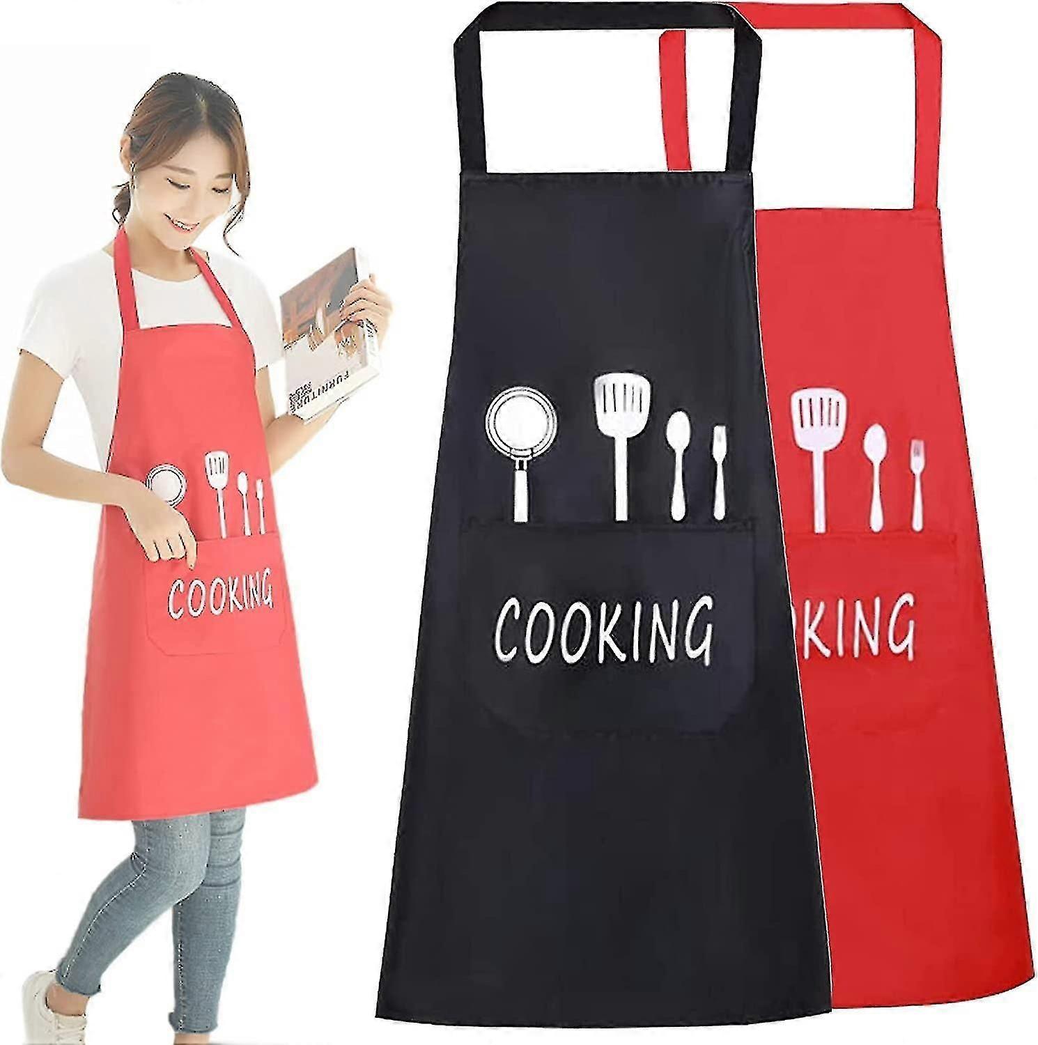 Pack Of 2 Waterproof Cooking Apron Adjustable With Pockets