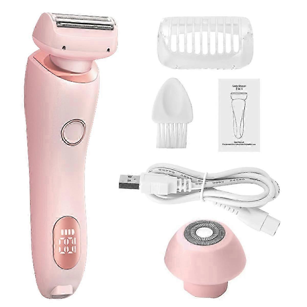 2-in-1 Electric Razor for Women, Cordless Bikini Trimmer, Wet & Dry
