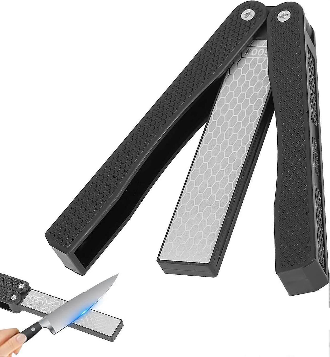 Double Sided Sharpener, Folding Manual Scissors Sharpener Thick Ultra Fine 400/600 Grit Diamond Sharpener Kitchen Garden Camping Outdoor Sharpening T