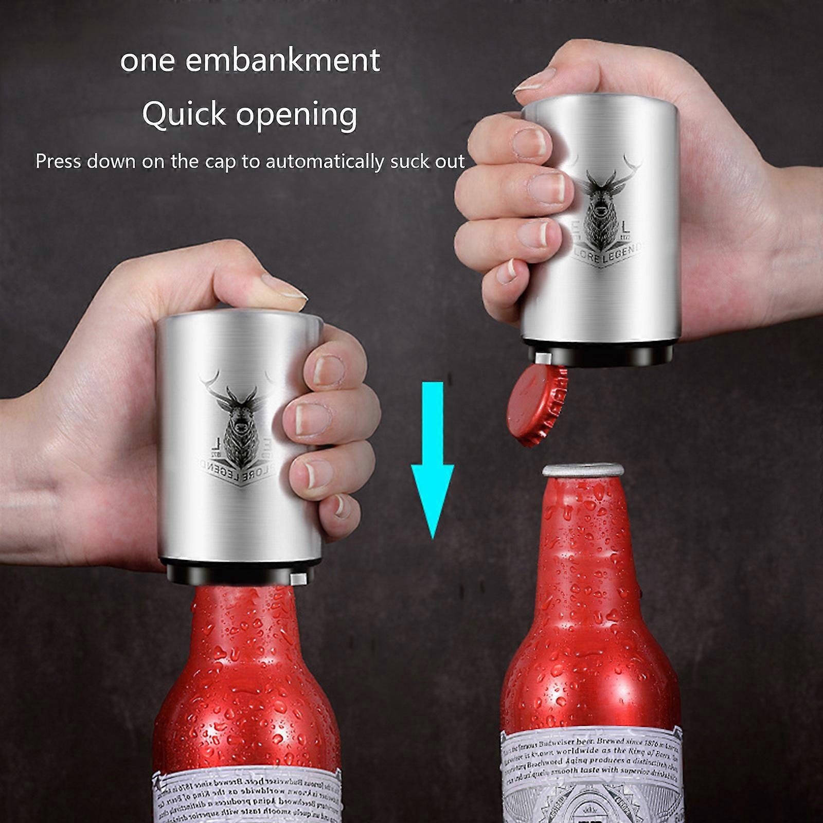 Magnet Automatic Beer Bottle Opener Push Down Bottle Cap Opener Wine Beer Beverage Soda Opener Bar Accessories Bar Tools Multicolor