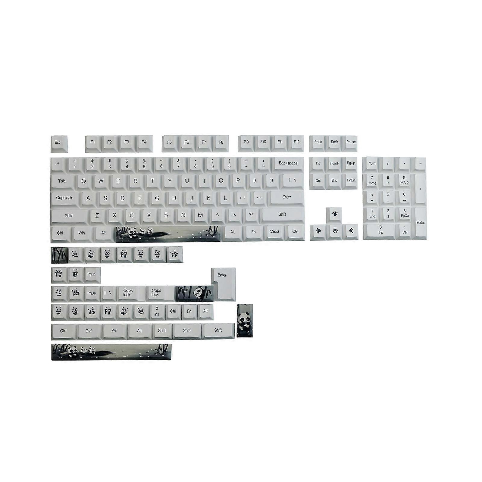 142 Keys GMK Keycaps Panda Element PBT Sublimation Keycap Cherry Profile Fit for 64 68 87 104 Mechanical Keyboard Keycap Multicolor