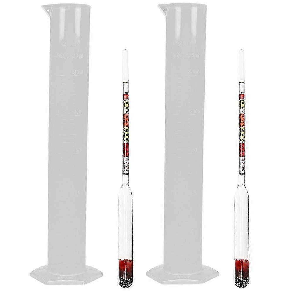 2 Sets Triple Scale Alcohol Hydrometer & Test Cylinder for Home Brew Beer