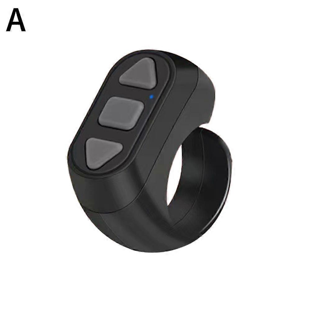 Black (A) 1 pcs$Fingertip Bluetooth remote control mobile phone Bluetooth selfie page turner brush ring short video lazy artifact like video