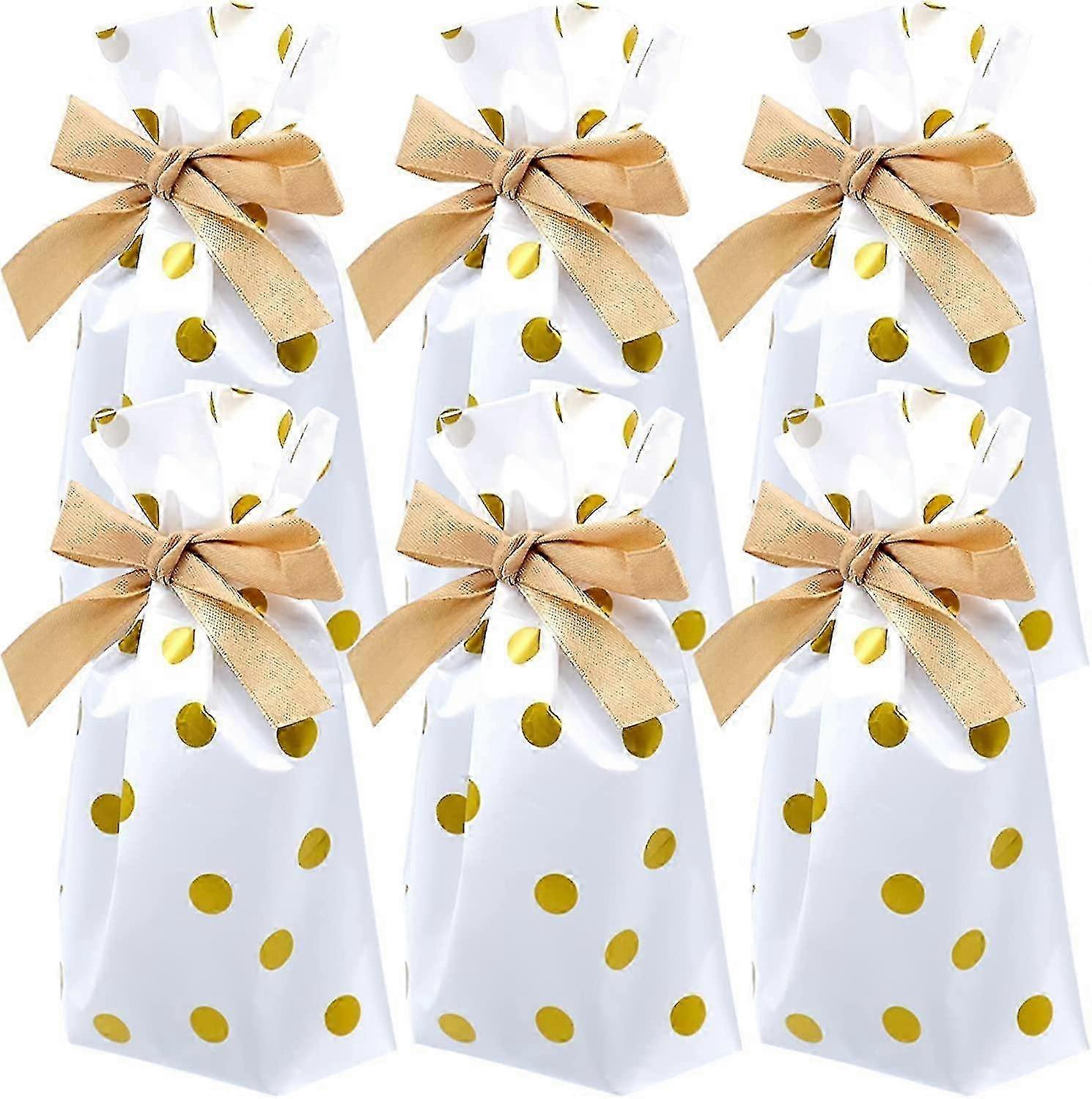 50pcs Gold Drawstring Gift Bags with Ribbon Suitable for Various Occasions and Events