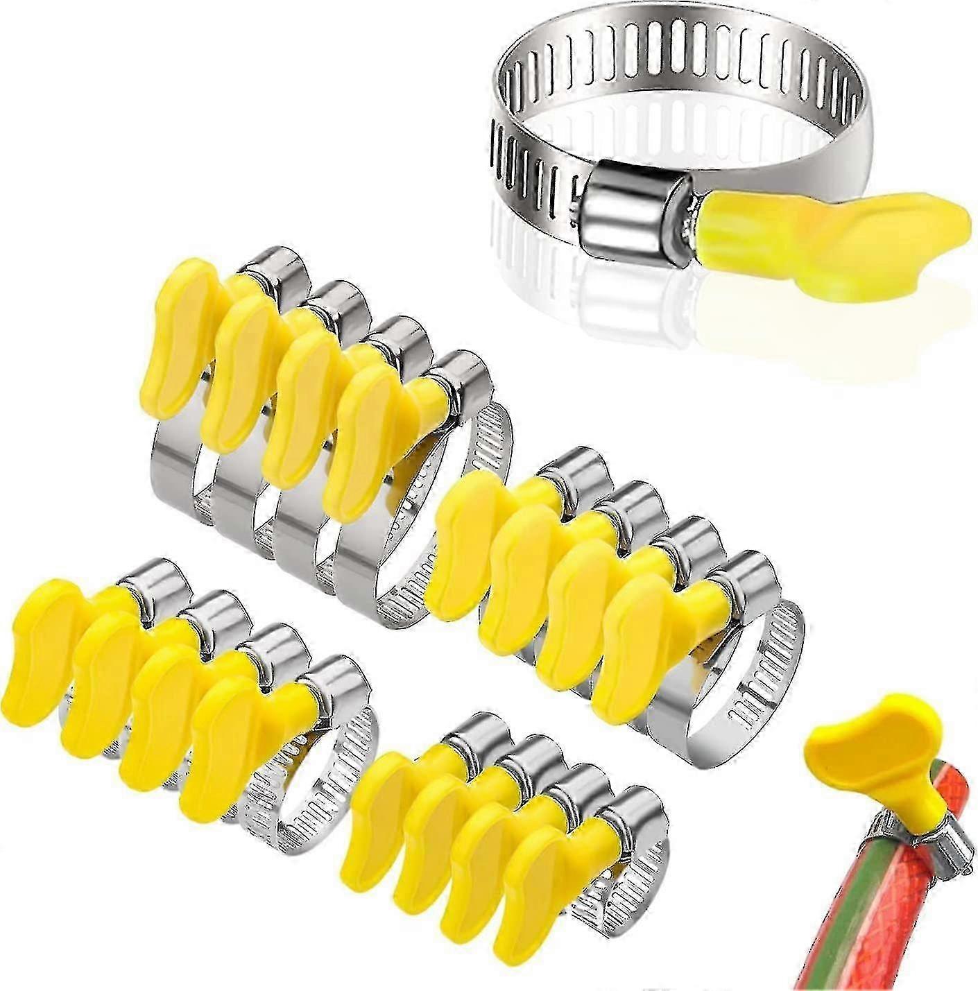 16 Pack Stainless Steel Hose Clamps with Wing Nut Adjustable Handle Suitable for Various Applications 10-38mm