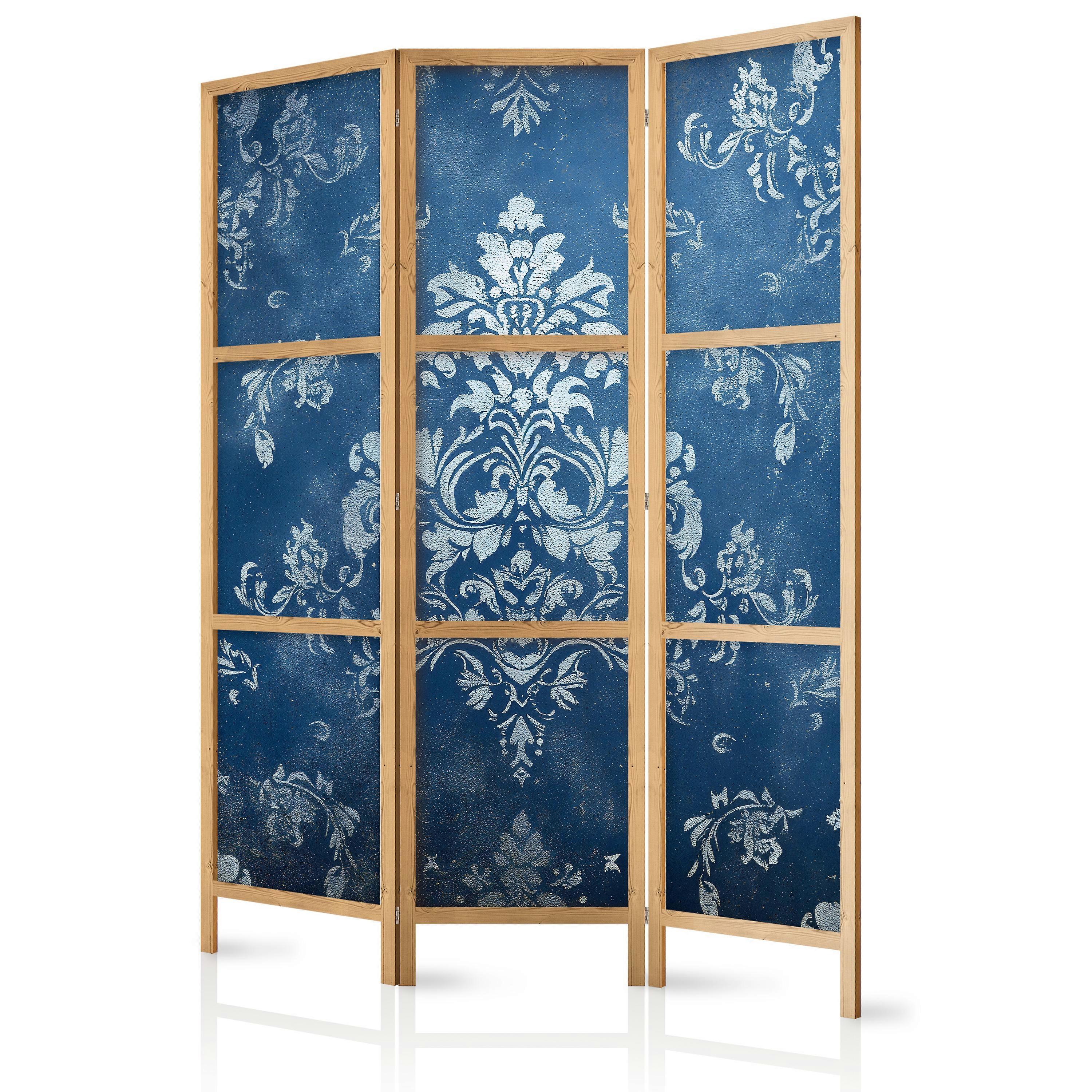 Japanese Screen - Retro Ornament - Decorative Motif in Faded Blue