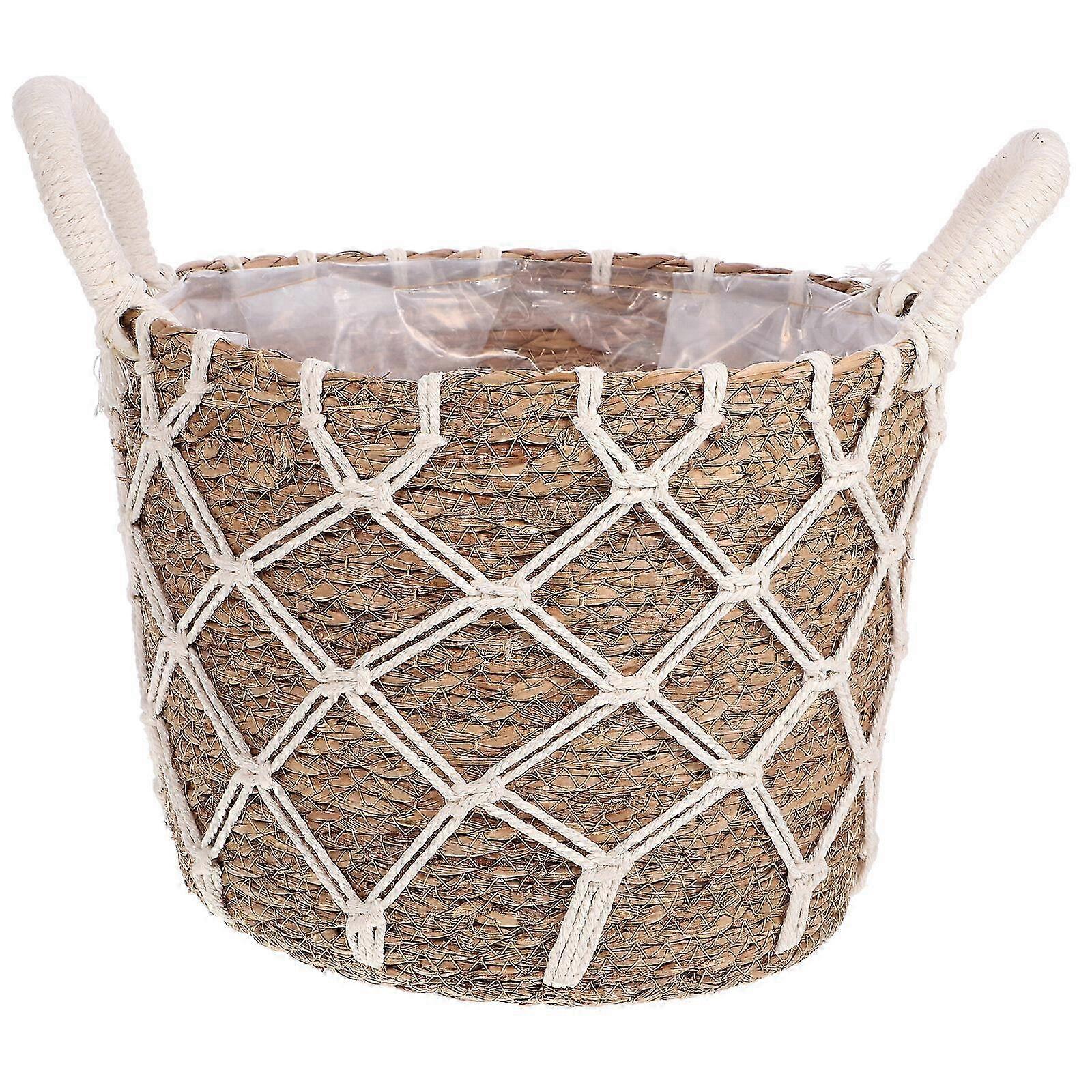 Natürlicher gewebter Stroh Pflanzkorb Handgemachter Blumentopf