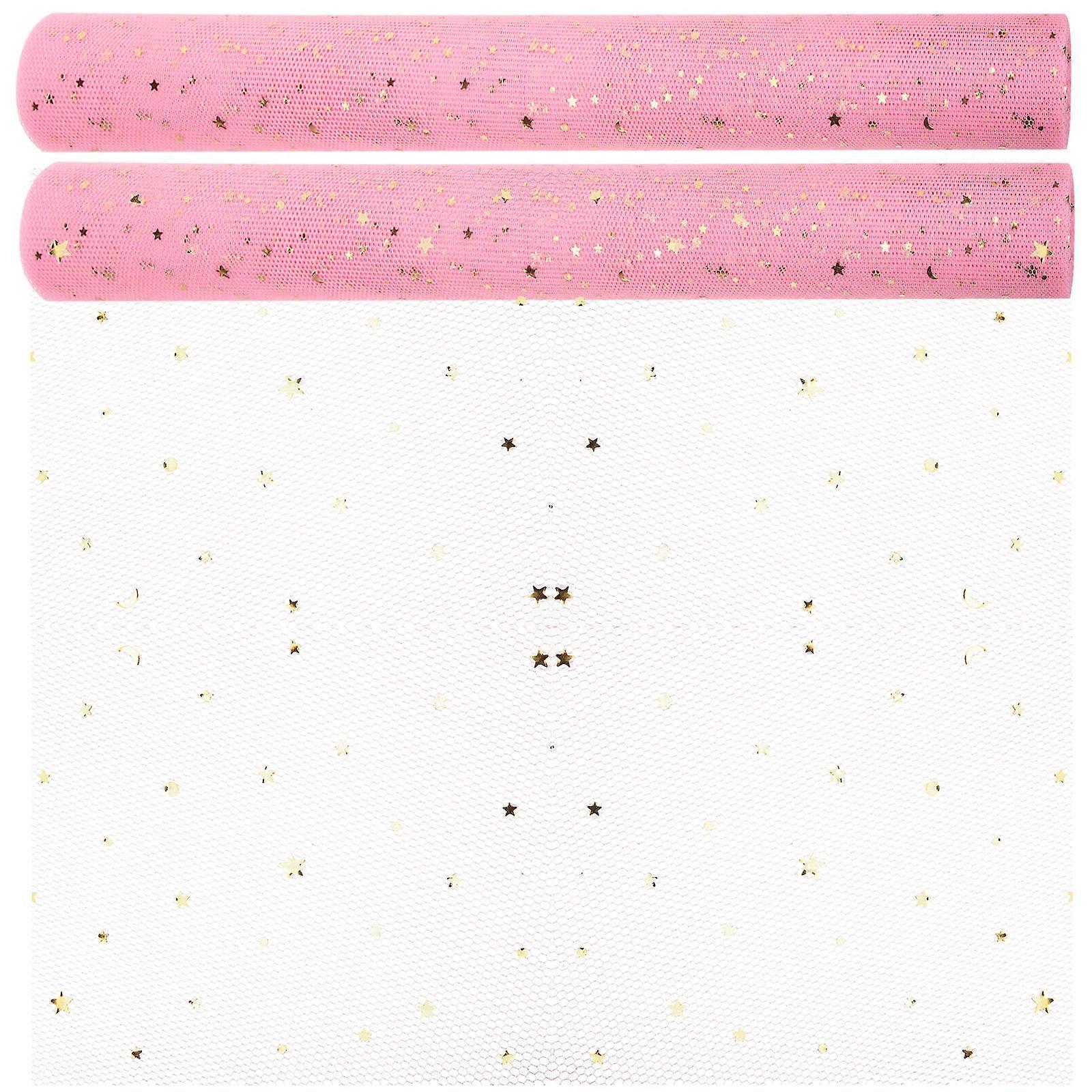 Mesh Flower Wrapping Paper Gauze Floral Bouquet present Packaging Simple Design Home Decoration Pink 400x5cm 2 Rolls