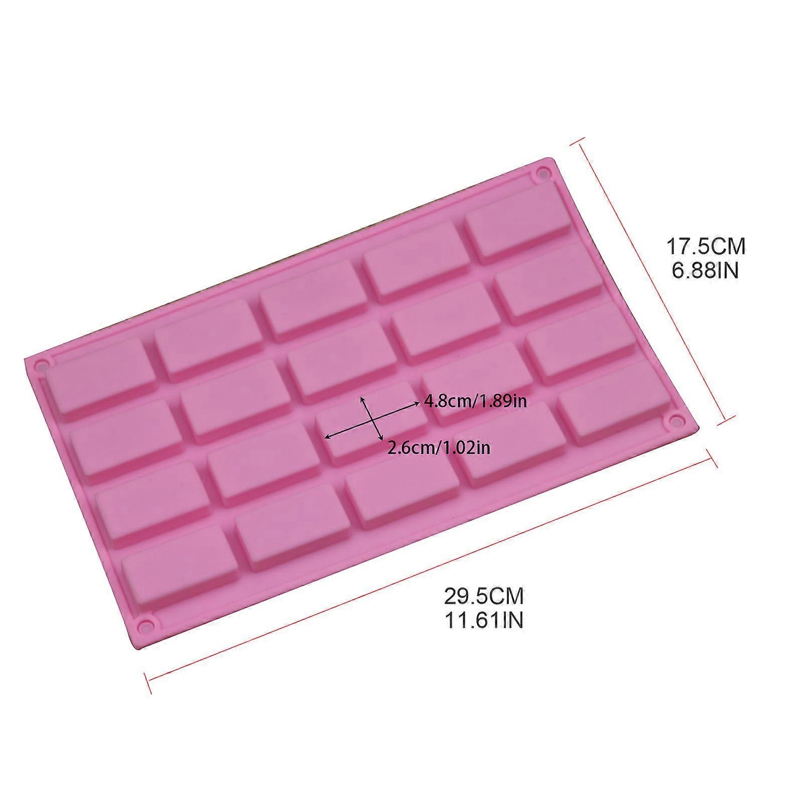 20 Cavities Rectangular Shape Soap Moulds Mousse Cake Mould Silicone Puddings Molds Silicone Texture for Kitchen Baking Multicolor