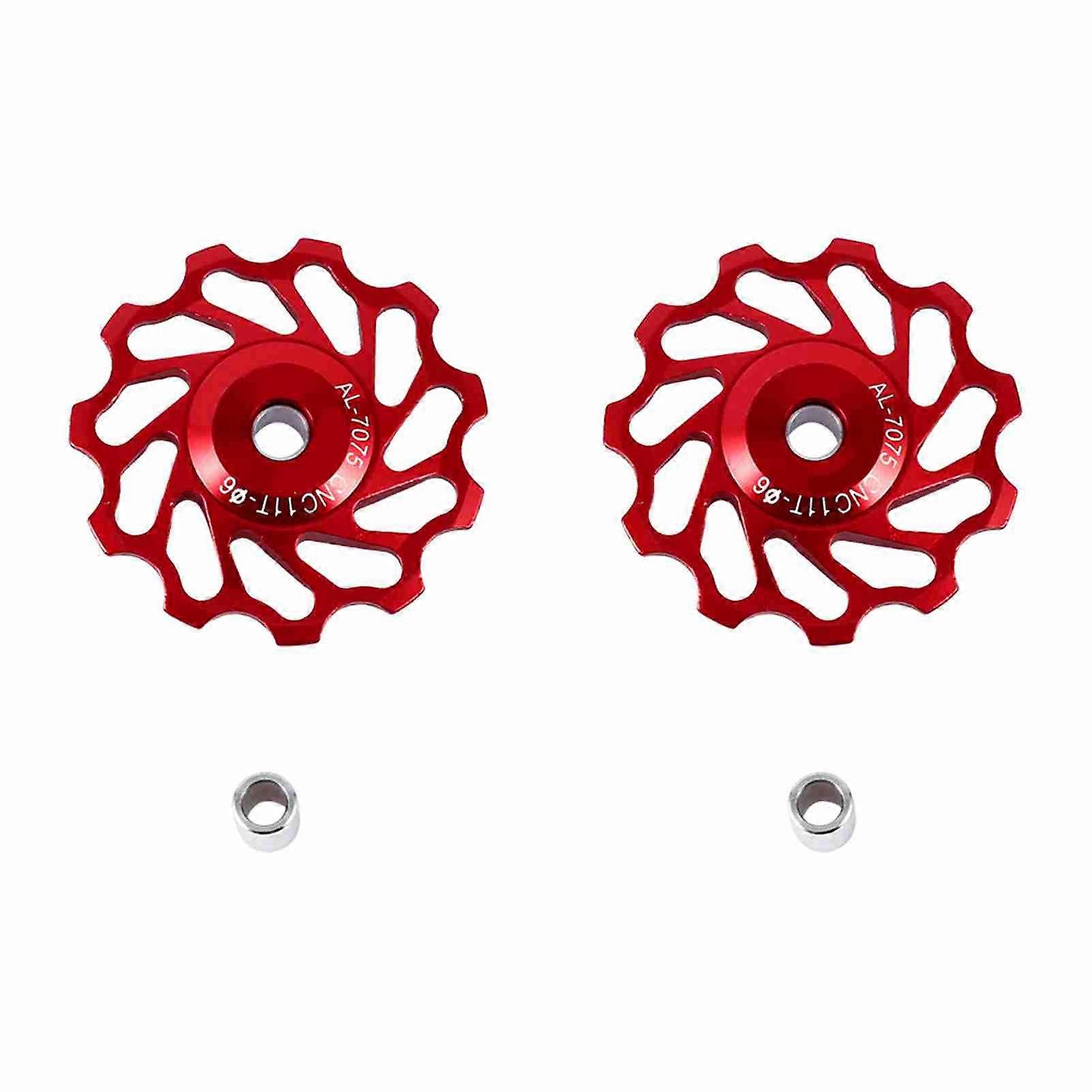 poulies de dérailleur arrière en alliage CNC pour VTT, vélo de route (rouge 11 dents)