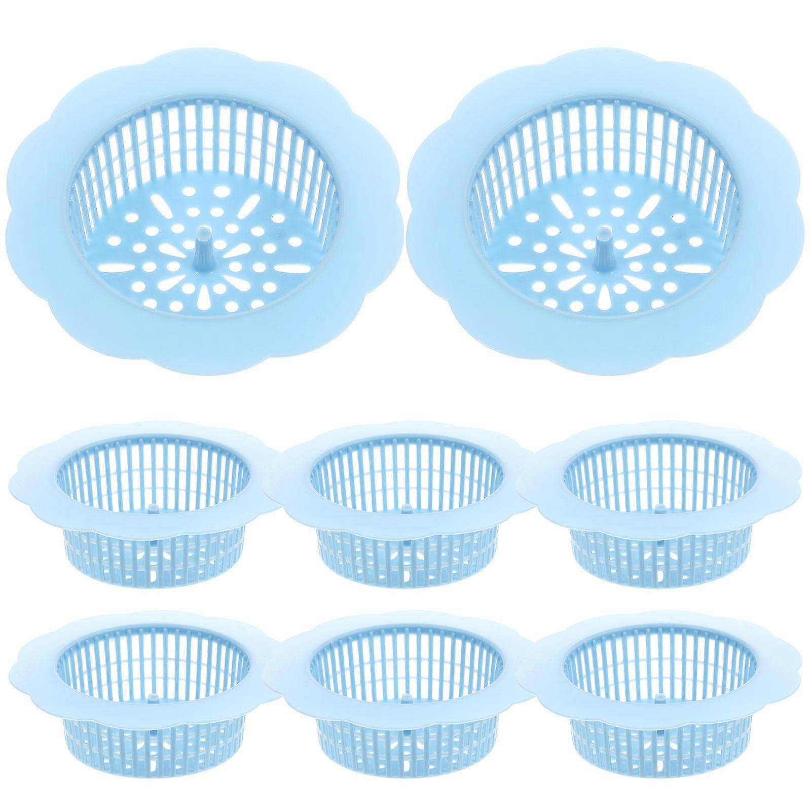 Anti Blocking Sink Filters Cylindrical Handle Residue Collection Kitchen Use Blue 10 50X10 50X3 00CM 8Pcs