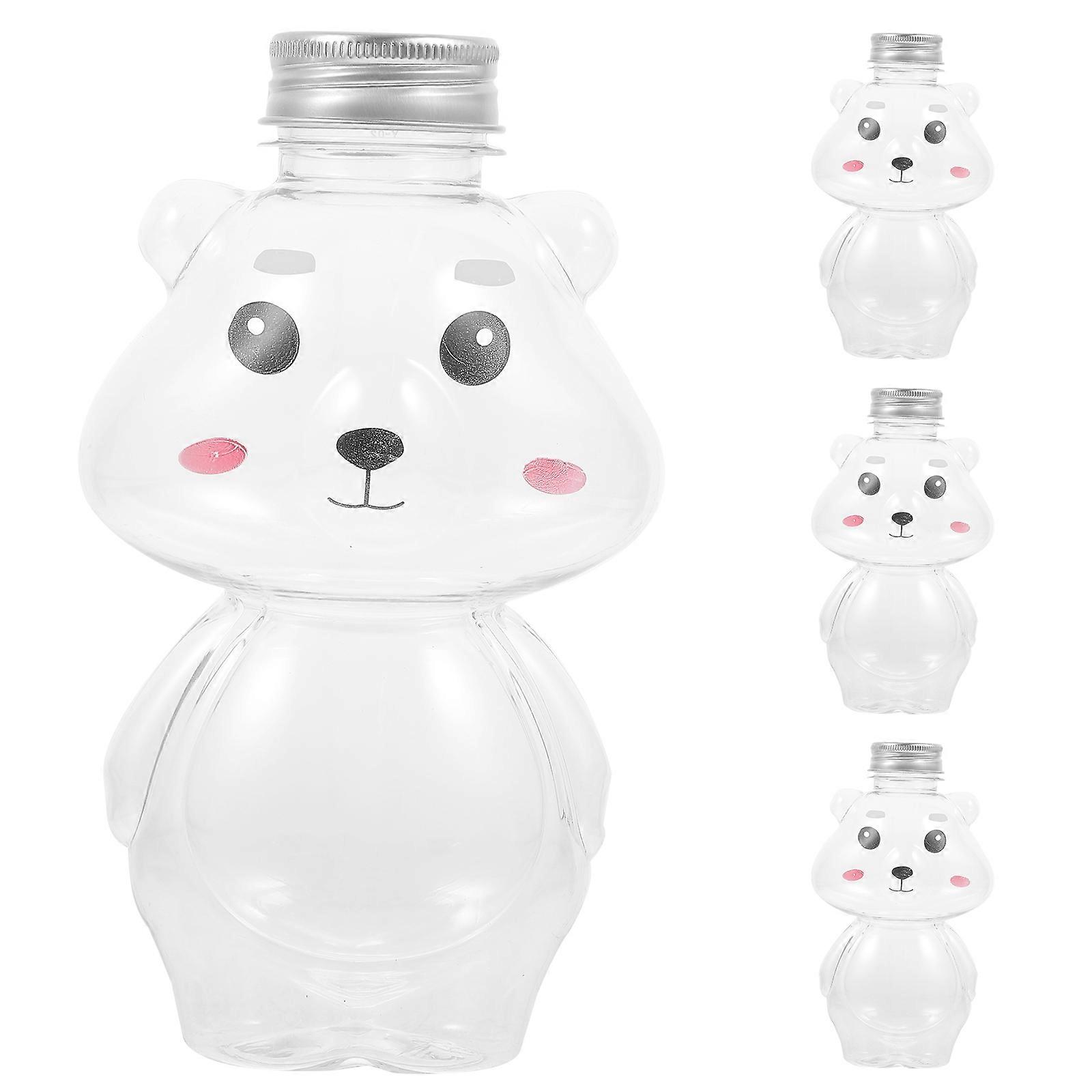 Animal Shape Juice Bottle Refillable Bottle Sealed with Lid Breakfast Cold Drinks Packaging 4Pcs