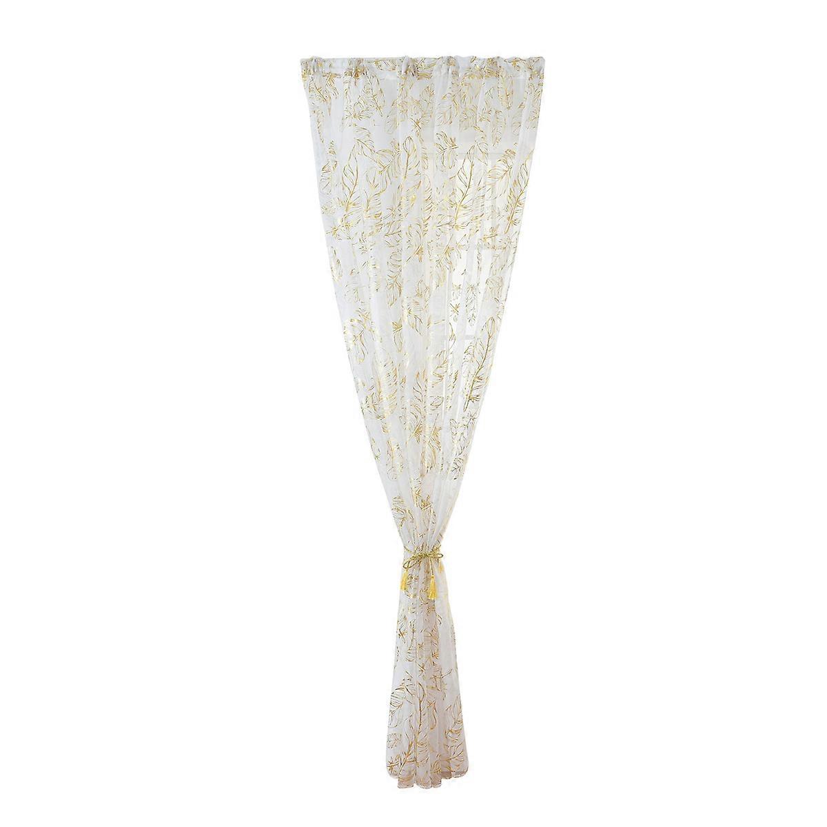 Modern Net Curtains Minimalist Indoor Bronzing Decorative Window Screening Golden 100x200cm Privacy Protection 1Pack