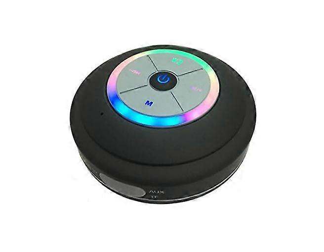 LED Bluetooth Shower Speaker,Chronus Suction Cup Built-in Mic Waterproof Bluetooth Speaker for Bathroom Beach Outdoor(Black)