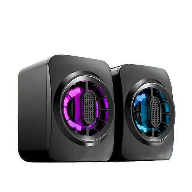 Portable Mini RGB Speaker USB Powered 3.5mm Wired Subwoofer for PC Laptop Desktop(Black)