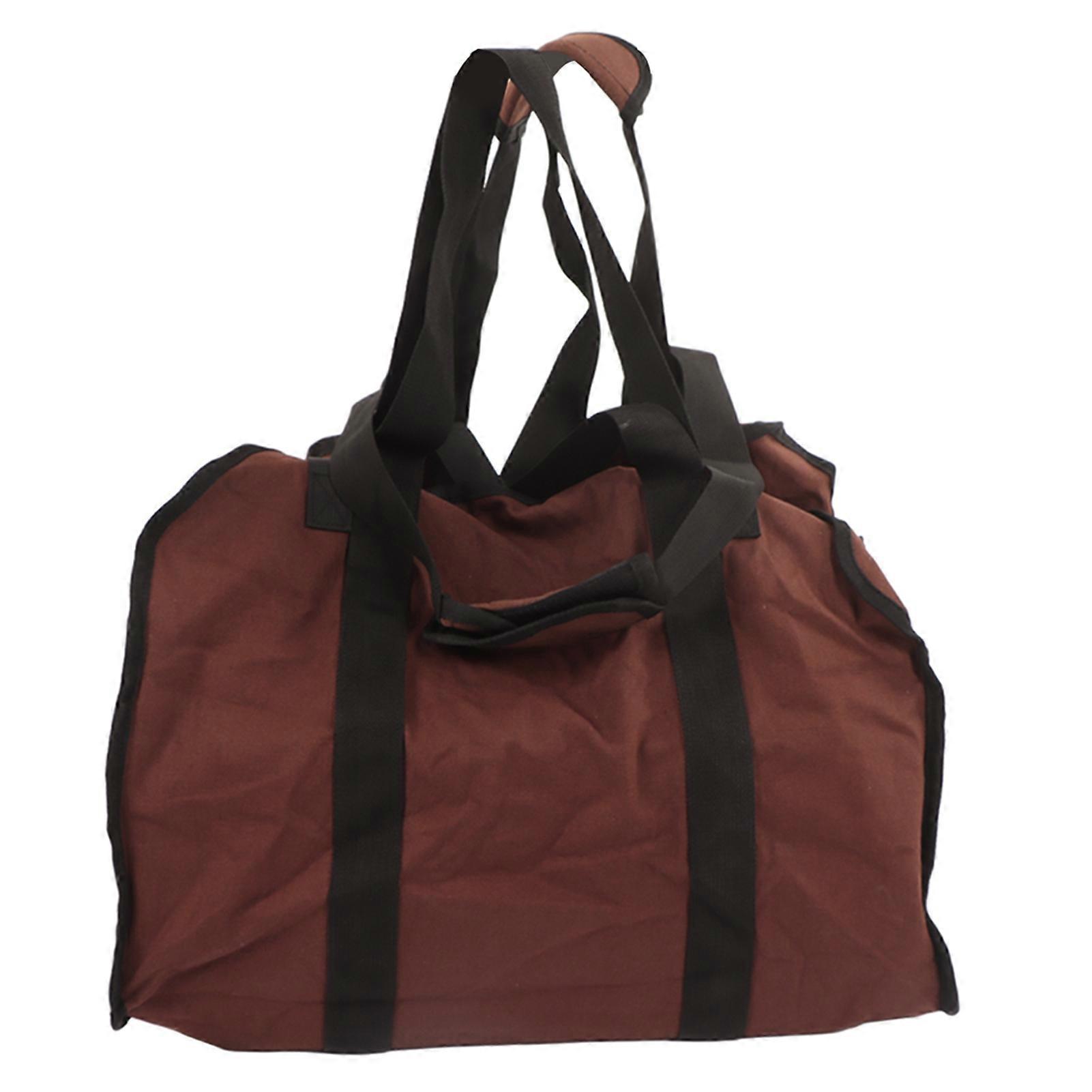 Large Capacity Firewood Bag Heavy Duty Portable Canvas Firewood Carrier for Camping Picnic BBQ