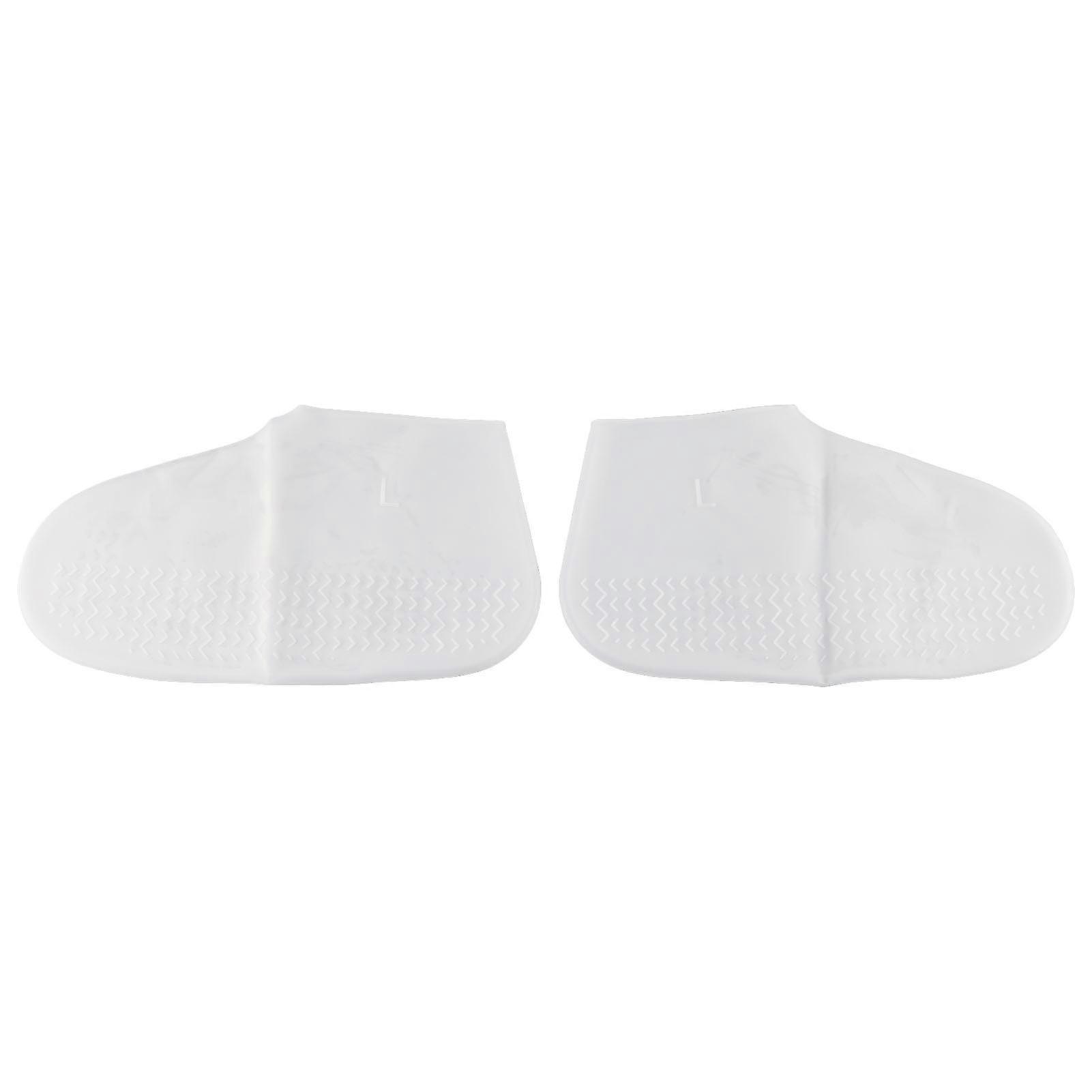 White Silicone Elastic Shoe Covers for Adults, Waterproof, Non-slip (L)