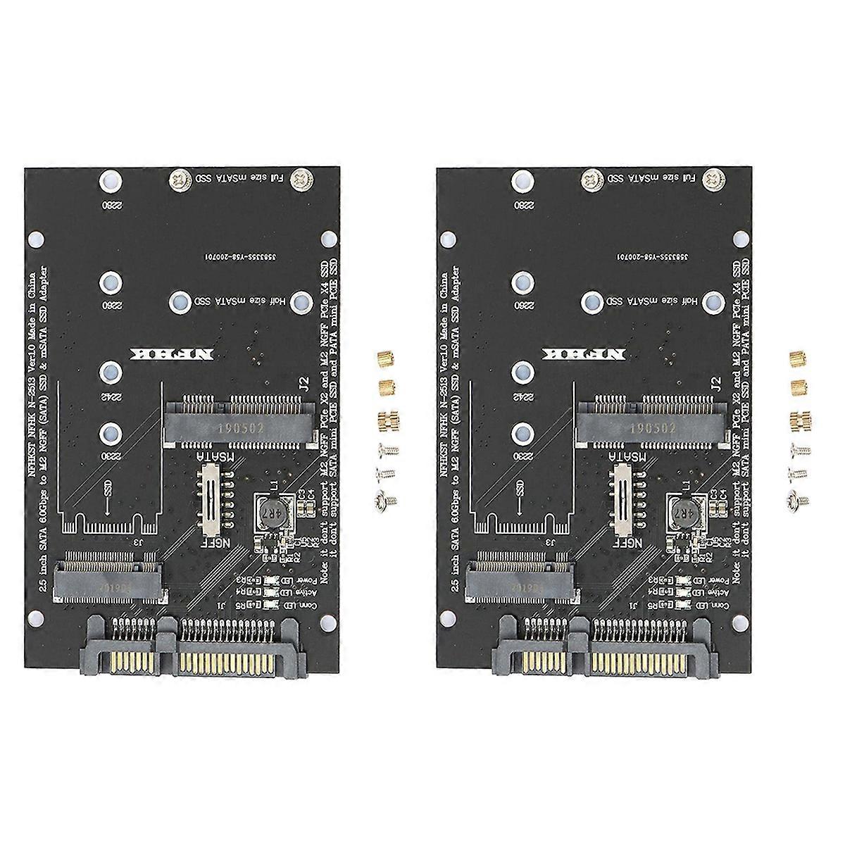 2X M.2 NGFF MSATA SSD to 2.5 Inch SATA 6.0Gbps 2 in 1 Adapter Converter Card Support PC Laptop Hard