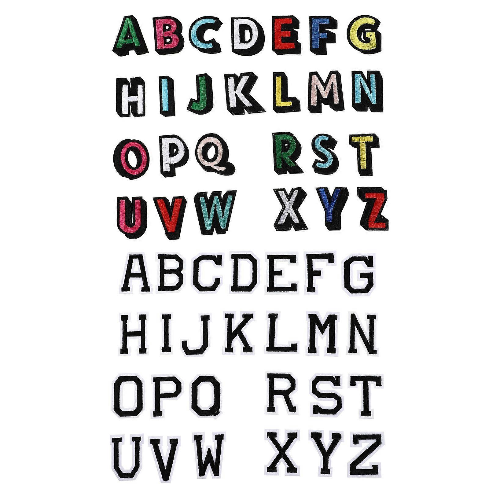 DIY Crafting Alphabet Patches Decorative Rectangular Embroidered Appliques Multi 5X4cm 2Sets
