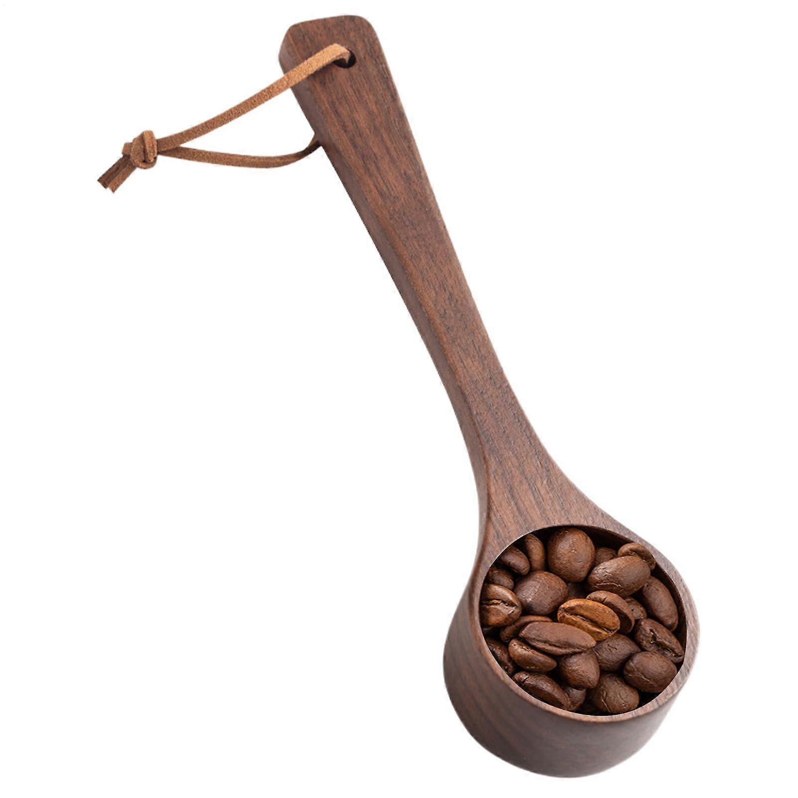 Wood Coffee Measure Scoop - Wooden Measuring Teaspoon for Kitchen, Bath Salt Scoop, Short/Long Handle for Spices, Protein Powder, Sugar