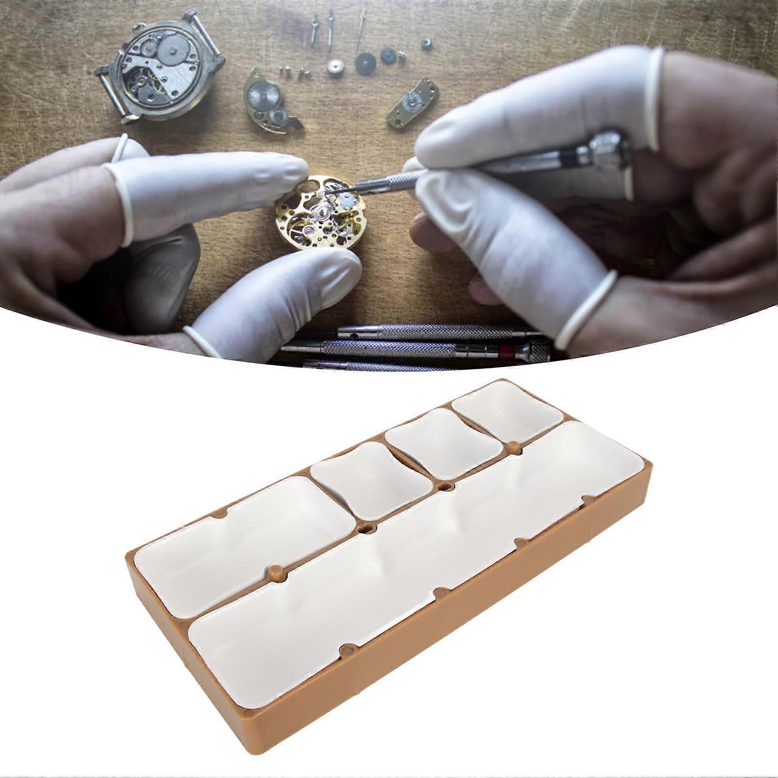 Watch Parts Storage Box Portable Rubber Liner Stackable Watch Compartment Organizer with Lock Brown 