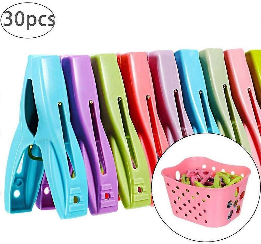 30-Piece Windproof Plastic Clothespin & Basket Set - Red