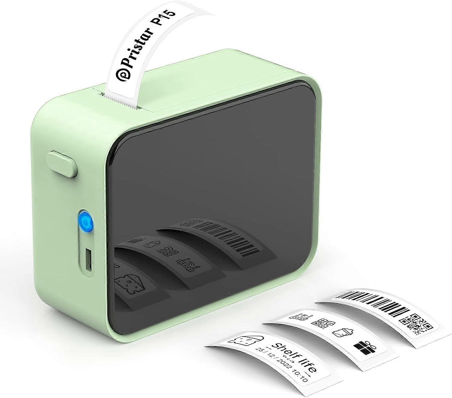 Mini Label Printer, Portable Thermal Label Maker, Adhesive Label Printer Compatible with iOS and Android, for Home Office School, Green