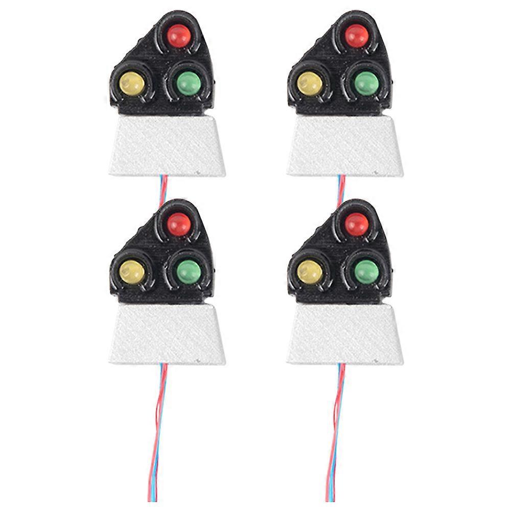 Miniature Light Traffic Signal Light Model Train Model Ornament Silver 1.4X2CM Scene Decoration 4Pcs