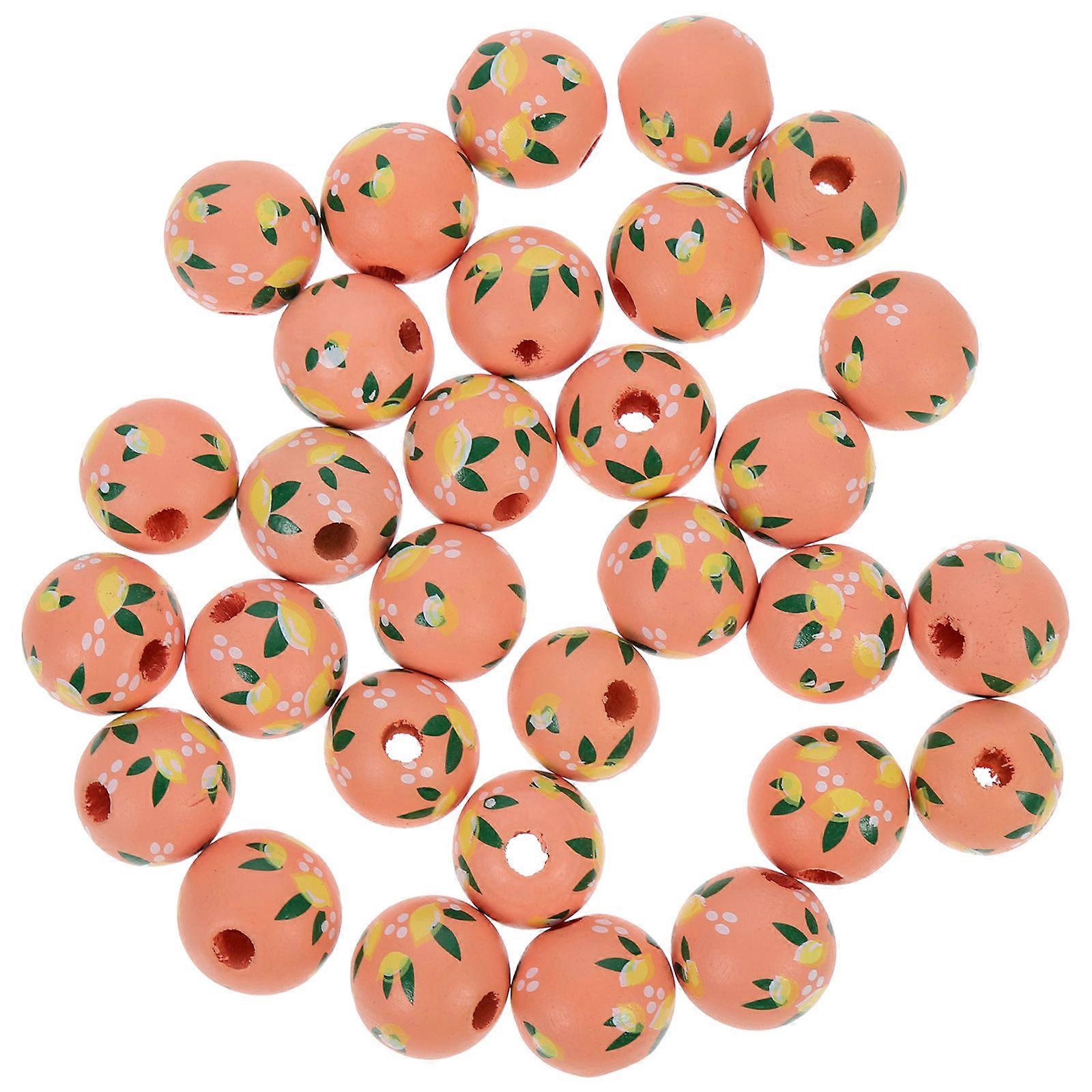 Decorative Beads Wood Beads For Jewelry Making Assorted Color 1.6X1.6cm Diy Projects 30Pcs