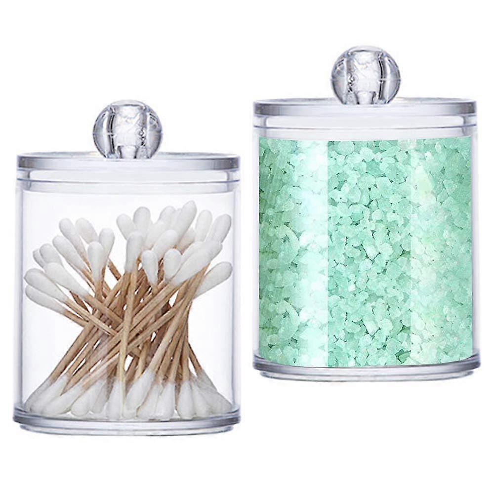 Cotton Buds Storage Dispenser Box, 2-Pack Clear Container for Cotton Pads and Makeup Sponges with Lid