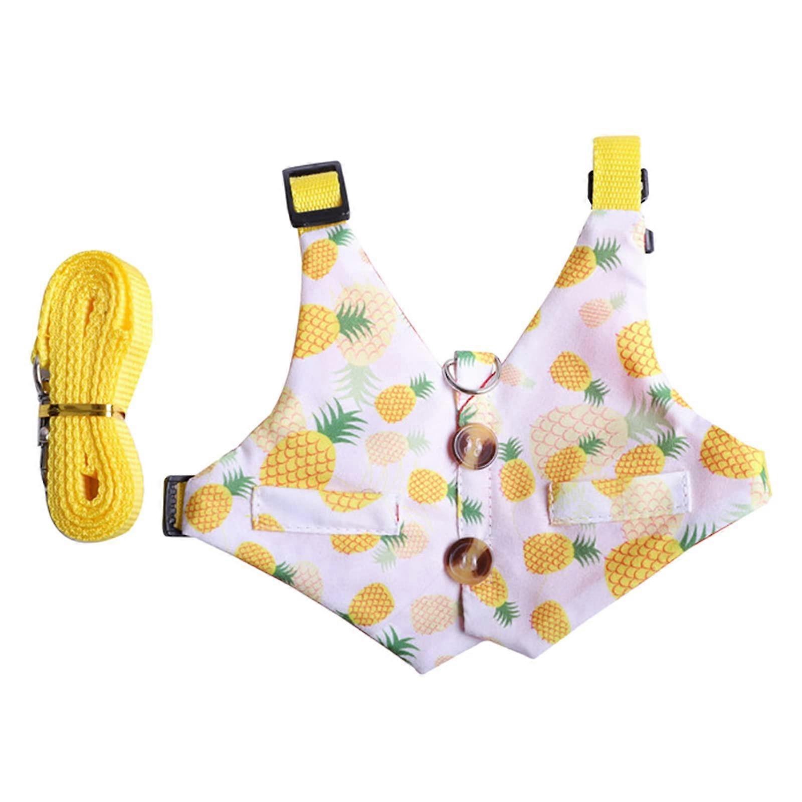 Pet Harness and Leash Set for Small Animals, Escape Proof Guinea Pig Clothes, Yellow Pineapple Design, Size Large