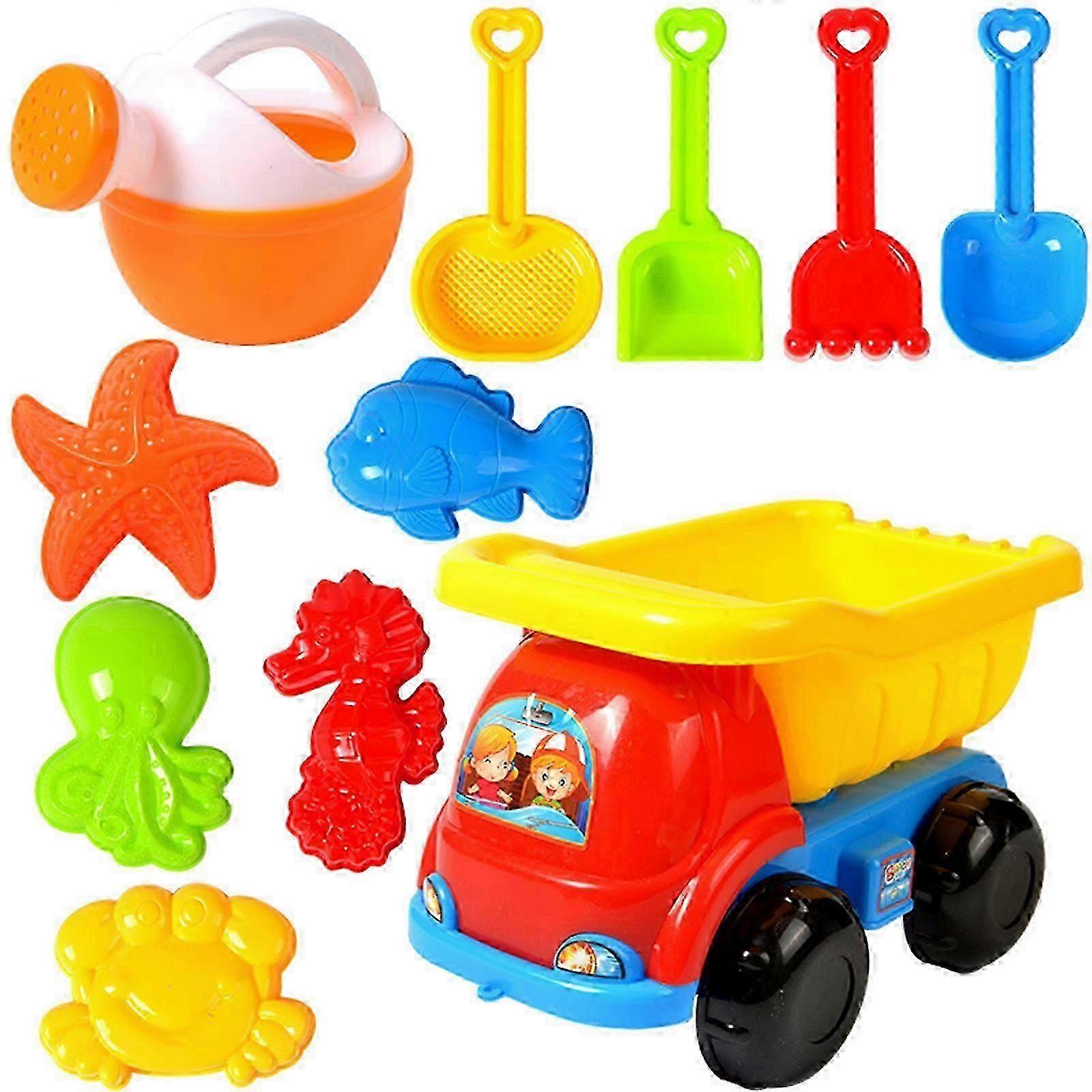 New Play Beach Toys for Kids 9/17 Piece Set with Sand Bucket, Watering Can, Rake, Hand Tools
