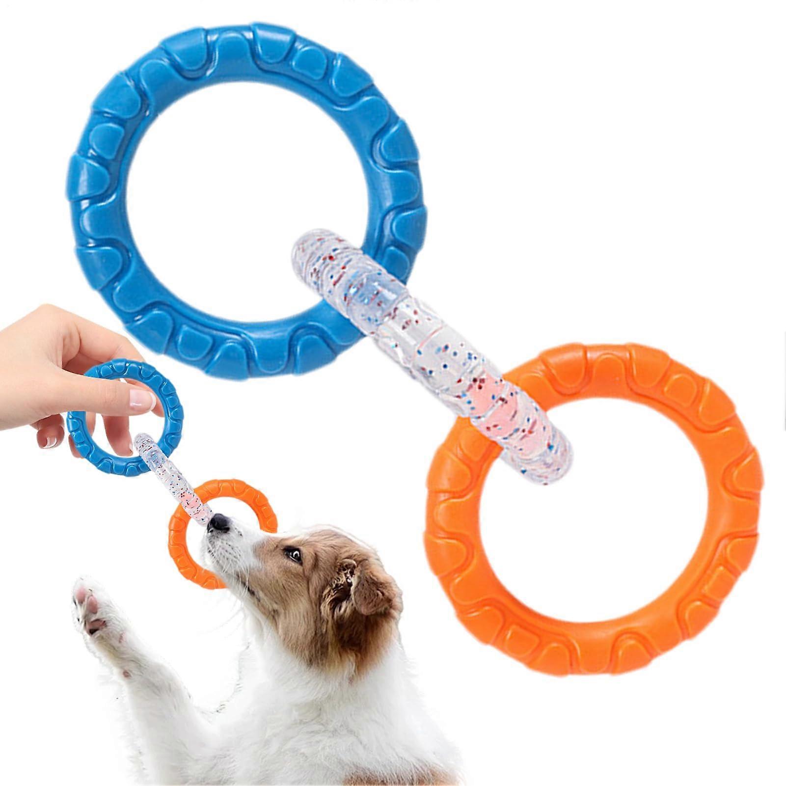 Dog Toy  3Ring Puller Dog Chew Toy  Interactive Chew Toy, Pet Supplies, Training Equipment, Boredom Relief for Aggressive Chewers Orange Blue