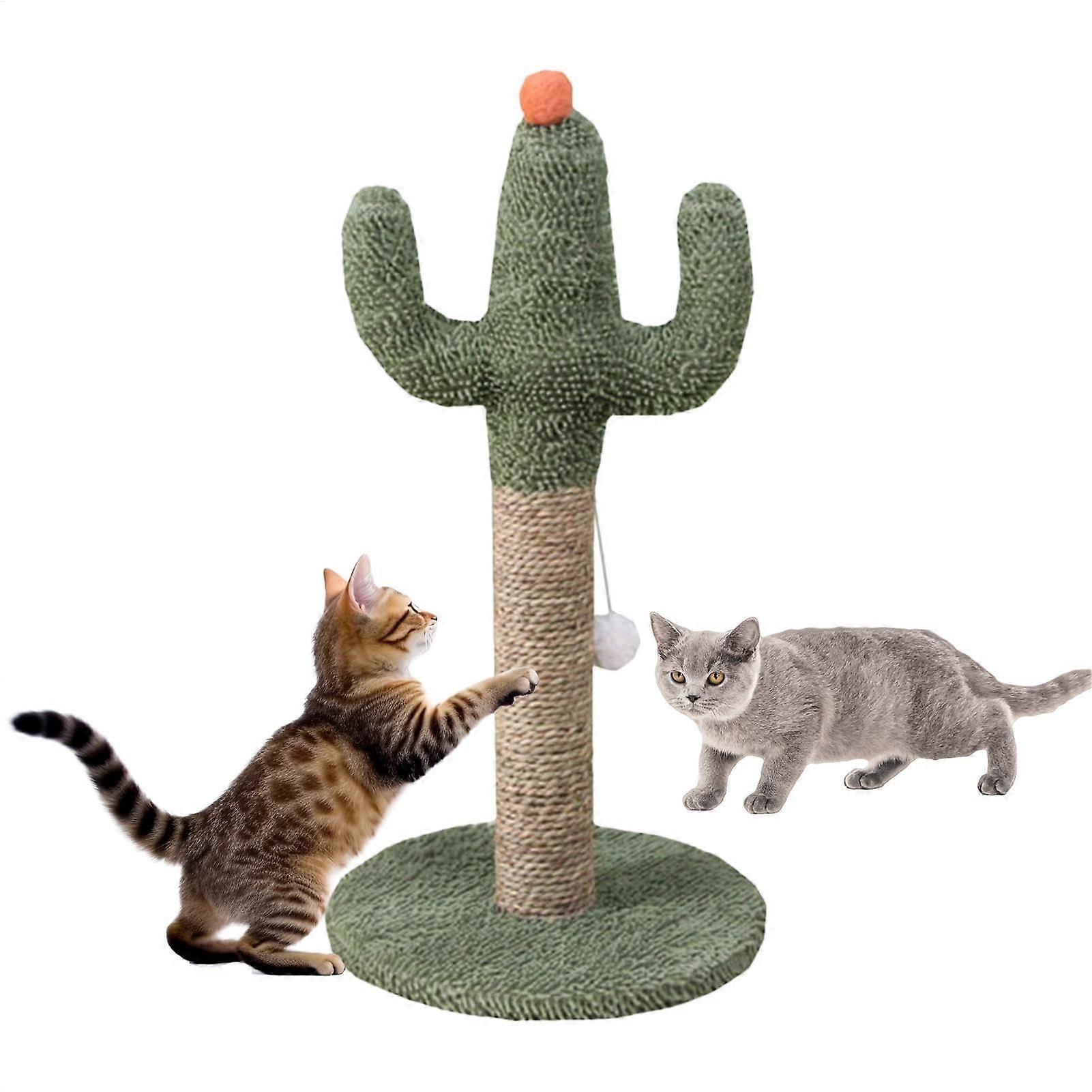 Cactus Cat Tree, Cute Cat Scratcher Green Scratching Post Vertical Natural Kitten Scratching Poles, Sturdy Nail Poles for All Indoor Kittens