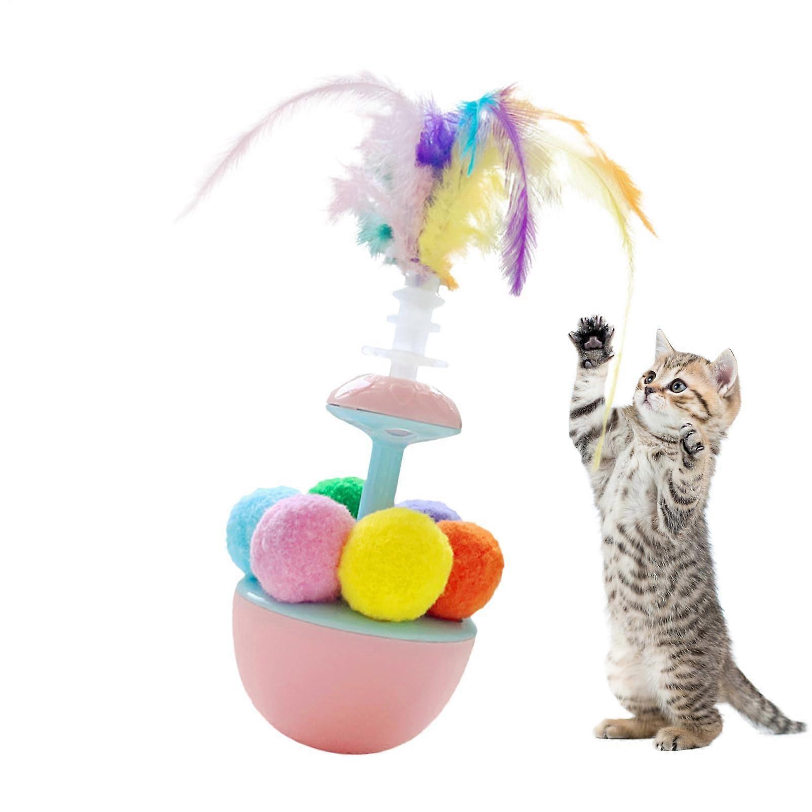 Cat ball, feather toy, interactive ball, feather, kitten, interactive selfplay, enrichment, boredom, boredom relief, toy for cats and pets rose