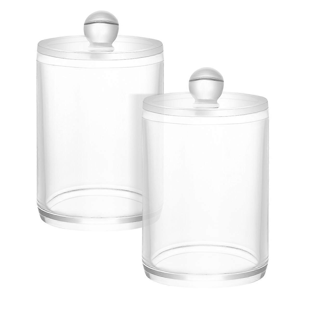 Cotton Balls Jar Ounona 2Set Transparent Dispenser for Cotton Swab Round Shape Smooth Surface Storage Box for Women