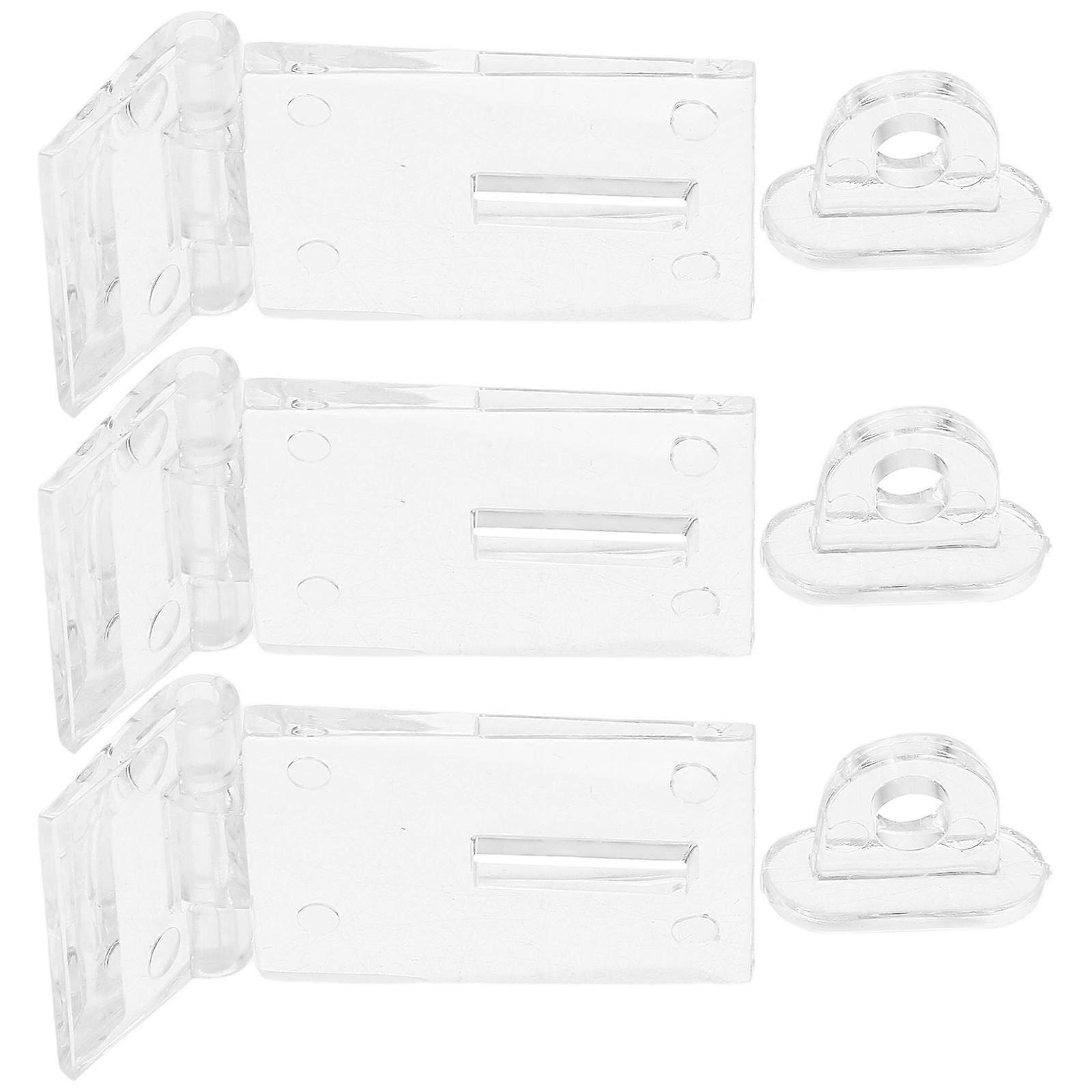 3pcs Clear Hinge Locking Hasp Transparent Door Latch for Cabinets, Windows, and Doors – Secure Closure & Easy Operation Hardware
