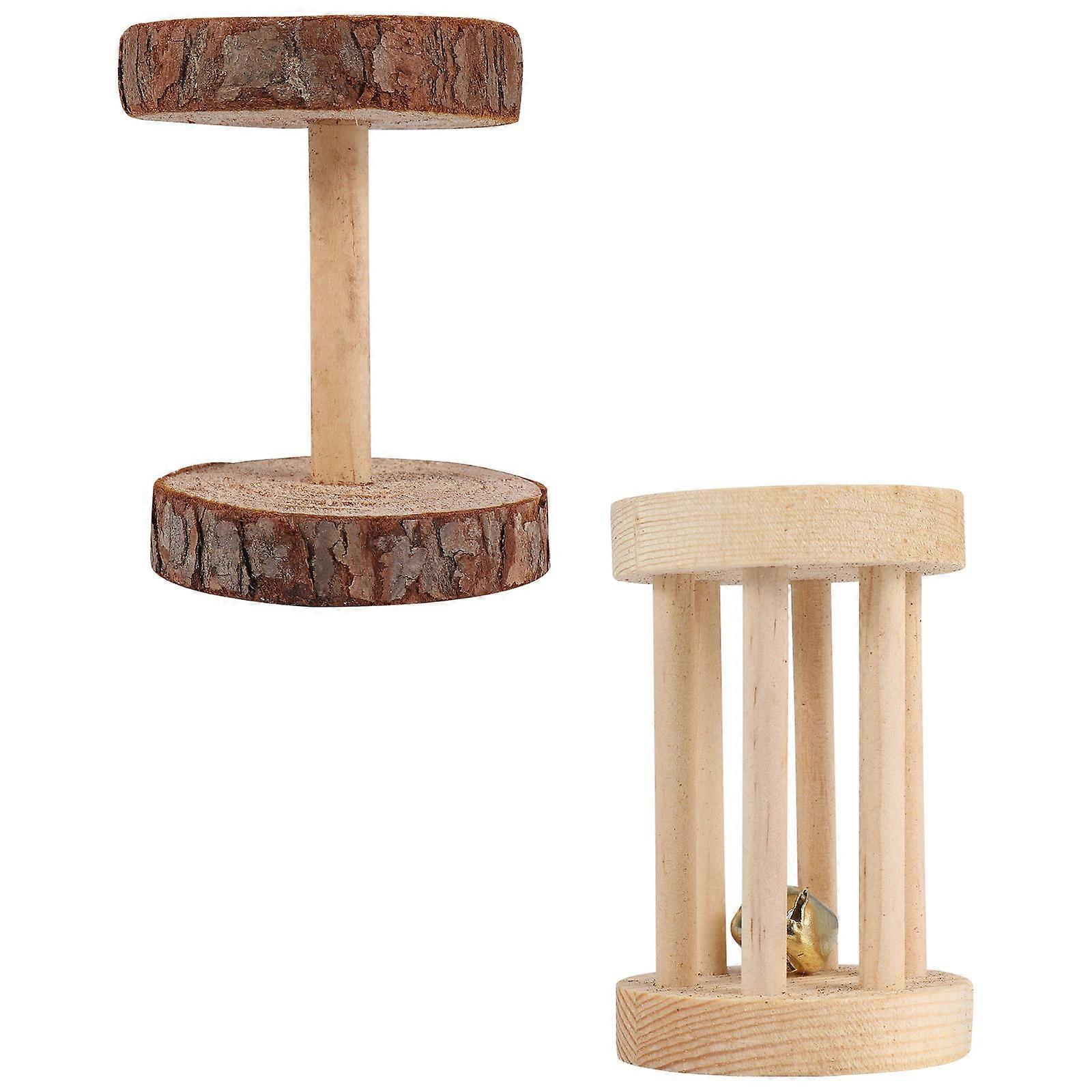 Rotating Hamster Chewing Toys Wooden Hamster Molar Toy Pet Chewing Plaything Assorted Color 8x5x5cm Attract Attention 1 Set
