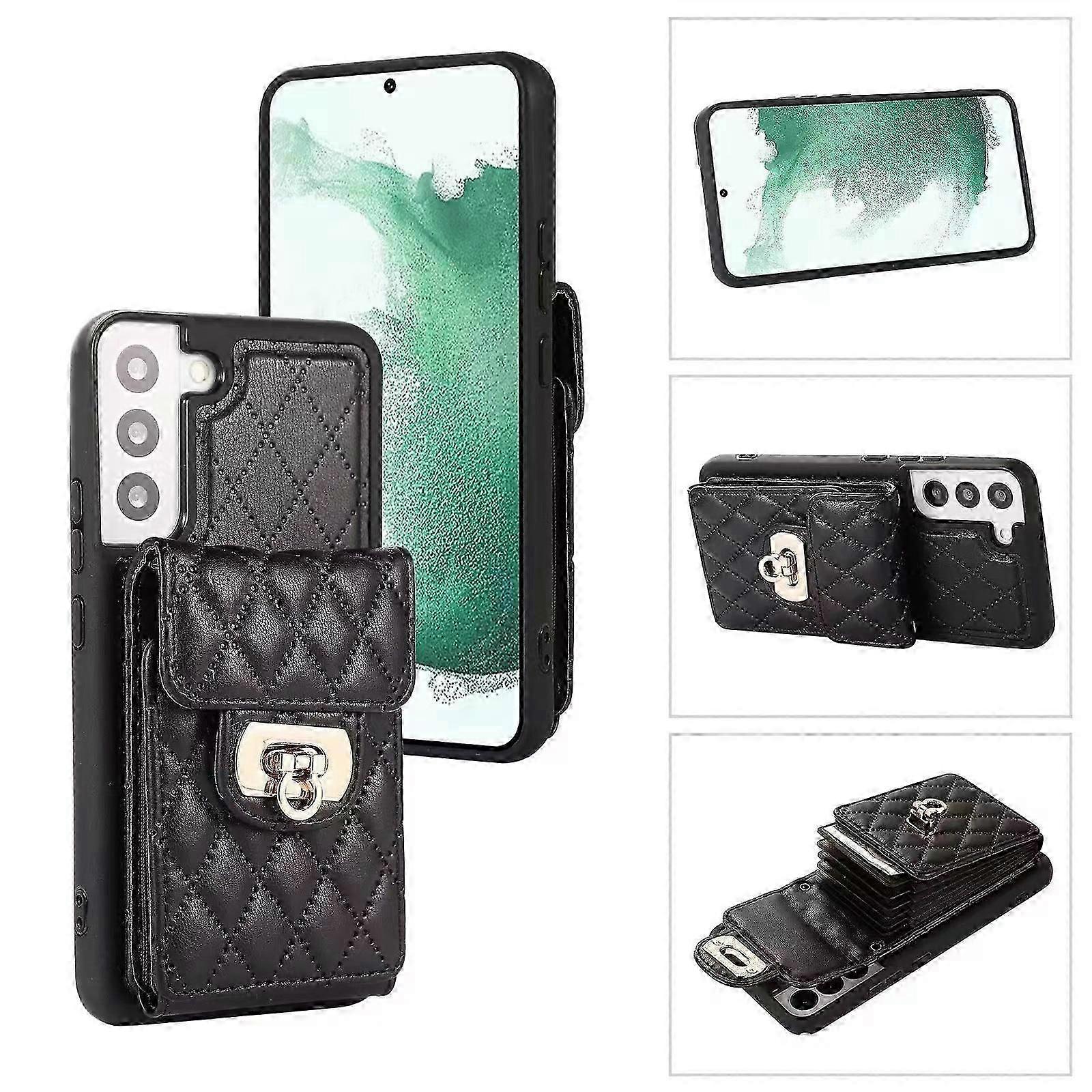 Deri Kılıf Samsung Galaxy S24 5G Cüzdan Kapağı ile Kredi Kartı Tutucu Omuz Crossbody Kayış Uzun Kordon