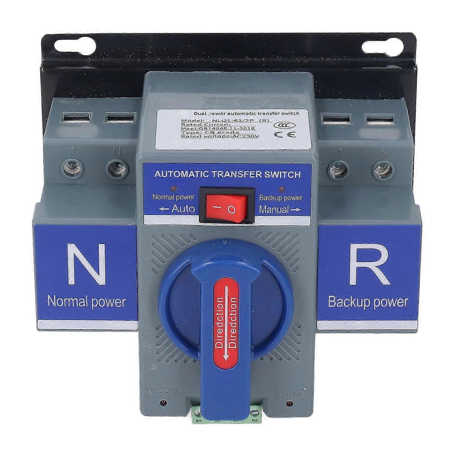 Double Power Automatic Transfer Switch 2P CB Type Mini Changeover AC230V for Household PV 50A